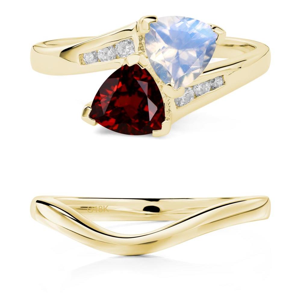Moonstone and Garnet Ring - LUO Jewelry #metal_xxxxx