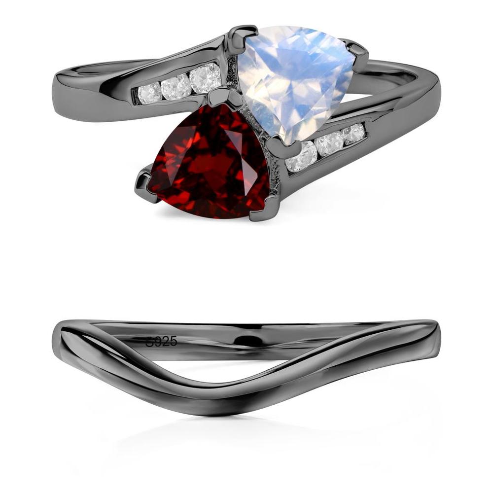 Moonstone and Garnet Ring - LUO Jewelry #metal_xxxxx