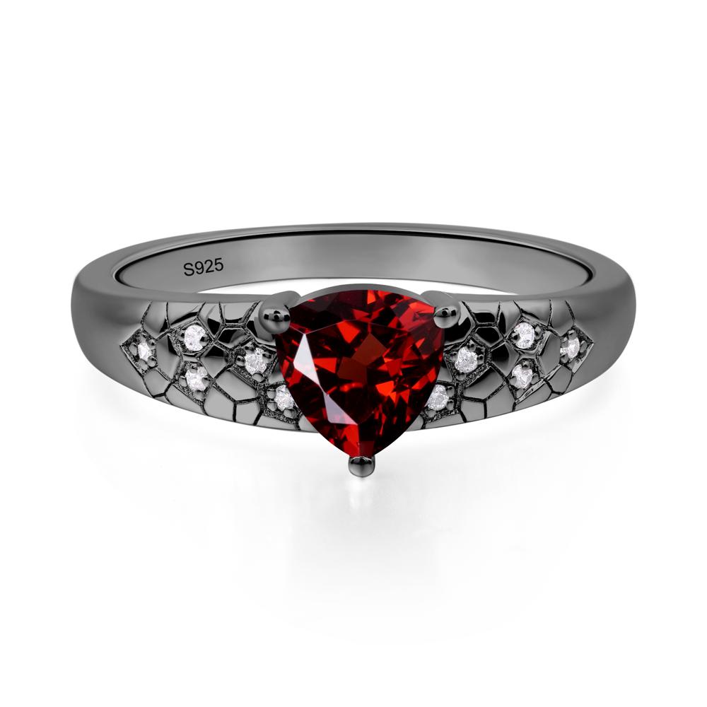 Garnet Cracked Ring | LUO Jewelry #metal_black finish sterling silver