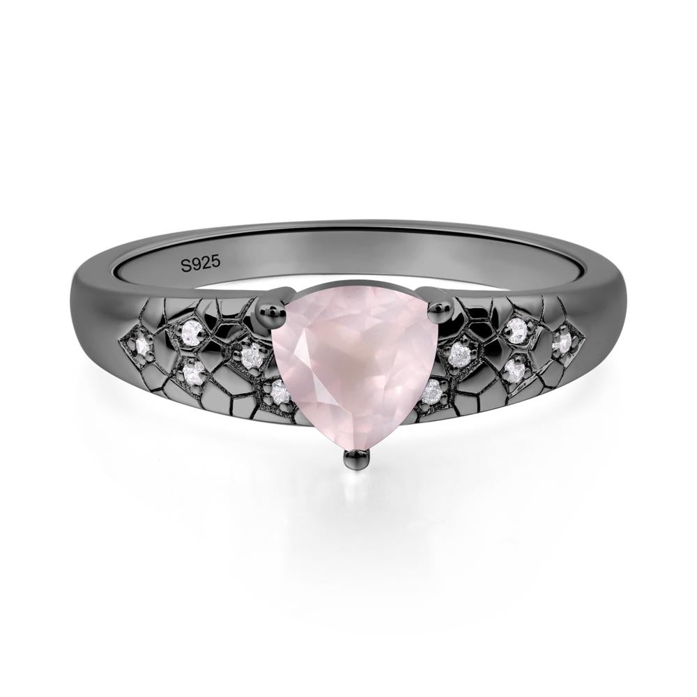 Rose Quartz Cracked Ring | LUO Jewelry #metal_black finish sterling silver