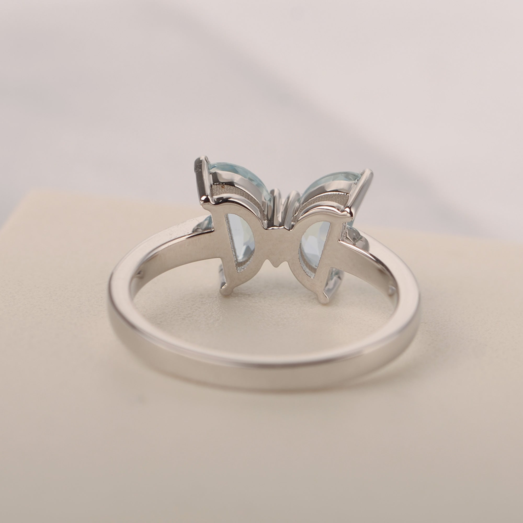 Minimalism Butterfly Aquamarine Ring