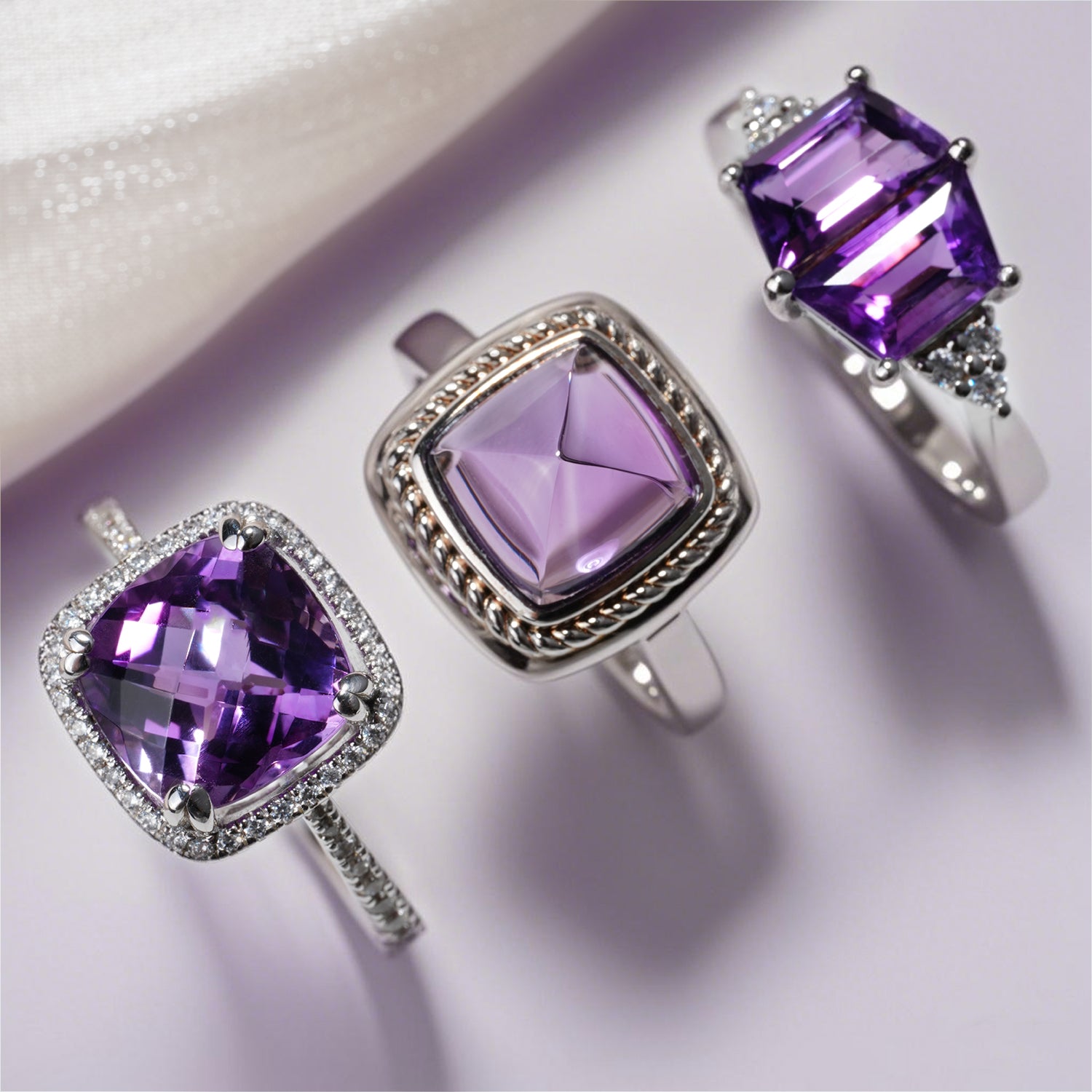 Amethyst birthstone rings
