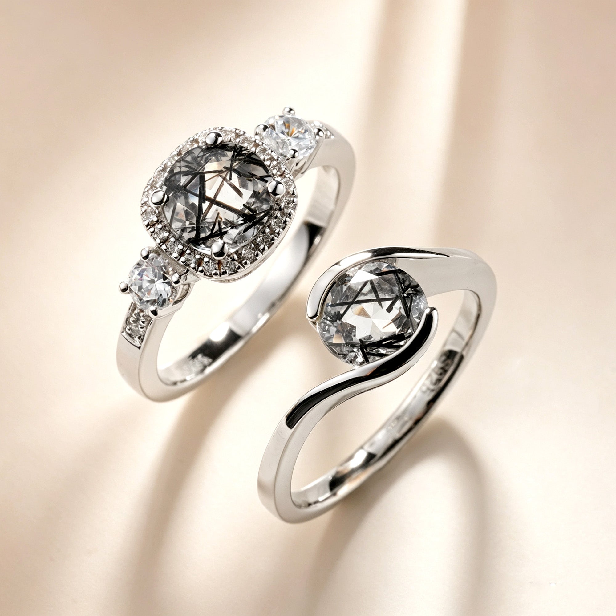 Black Rutilated Quartz Rings