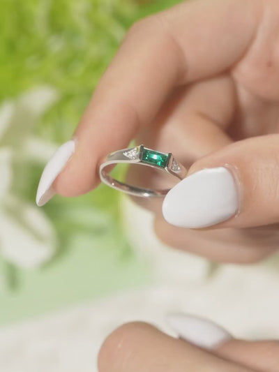 Emerald Gemstone Promise Ring by LUO Jewelry