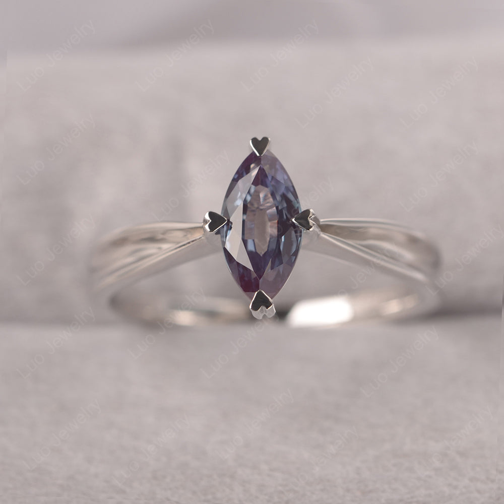 Alexandrite Wedding Ring Marquise Solitaire Ring - LUO Jewelry
