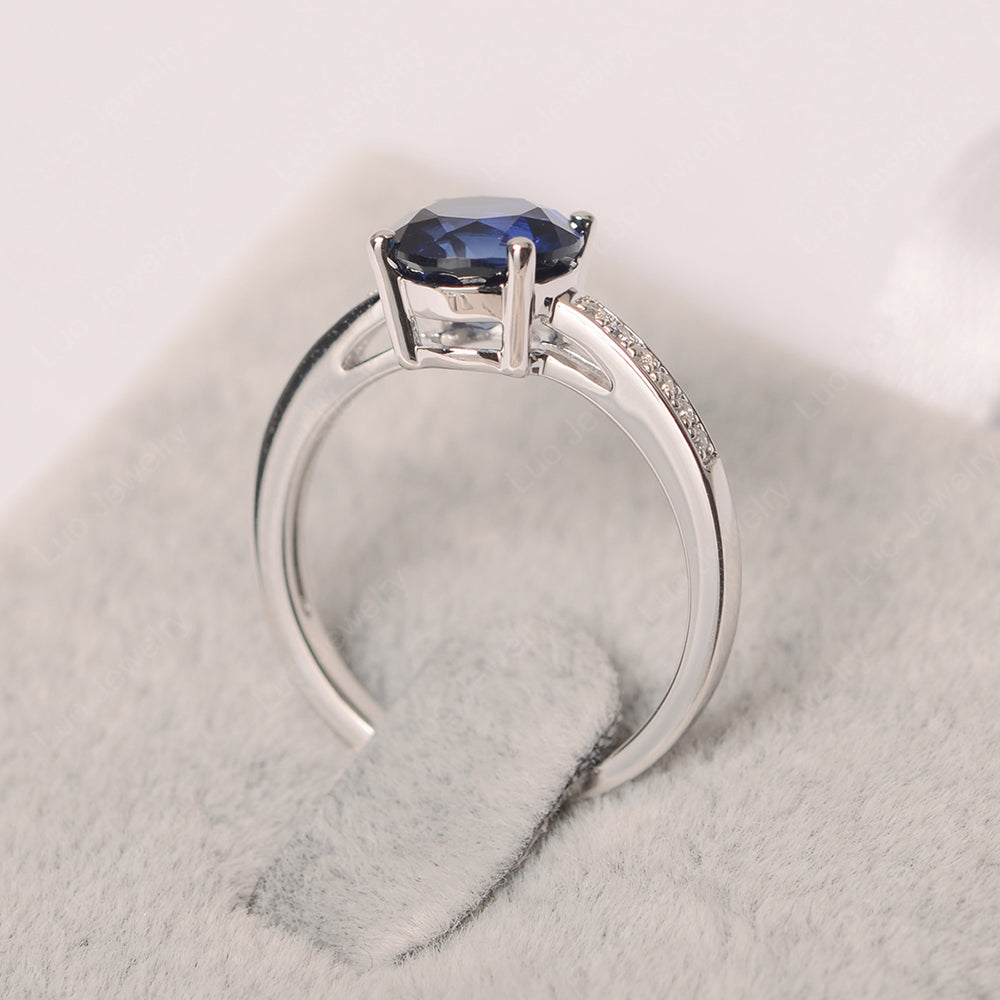 Round Cut Lab Sapphire Ring Yellow Gold - LUO Jewelry