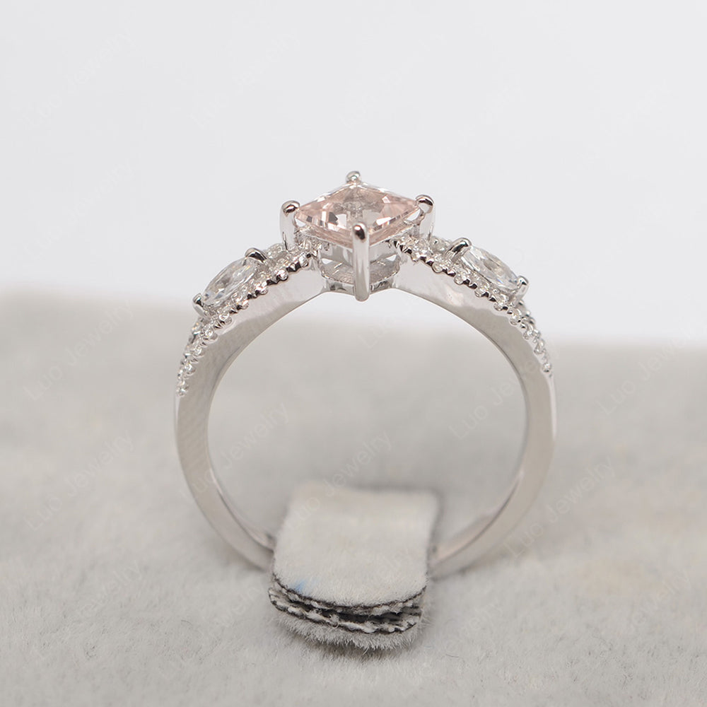 Vintage Princess Cut Morganite Ring Rose Gold - LUO Jewelry