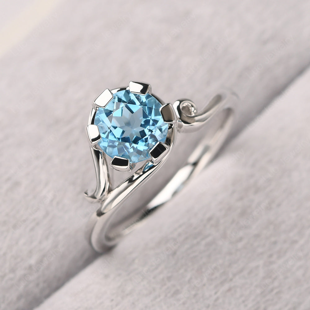 Non-traditional Swiss Blue Topaz Ring - LUO Jewelry