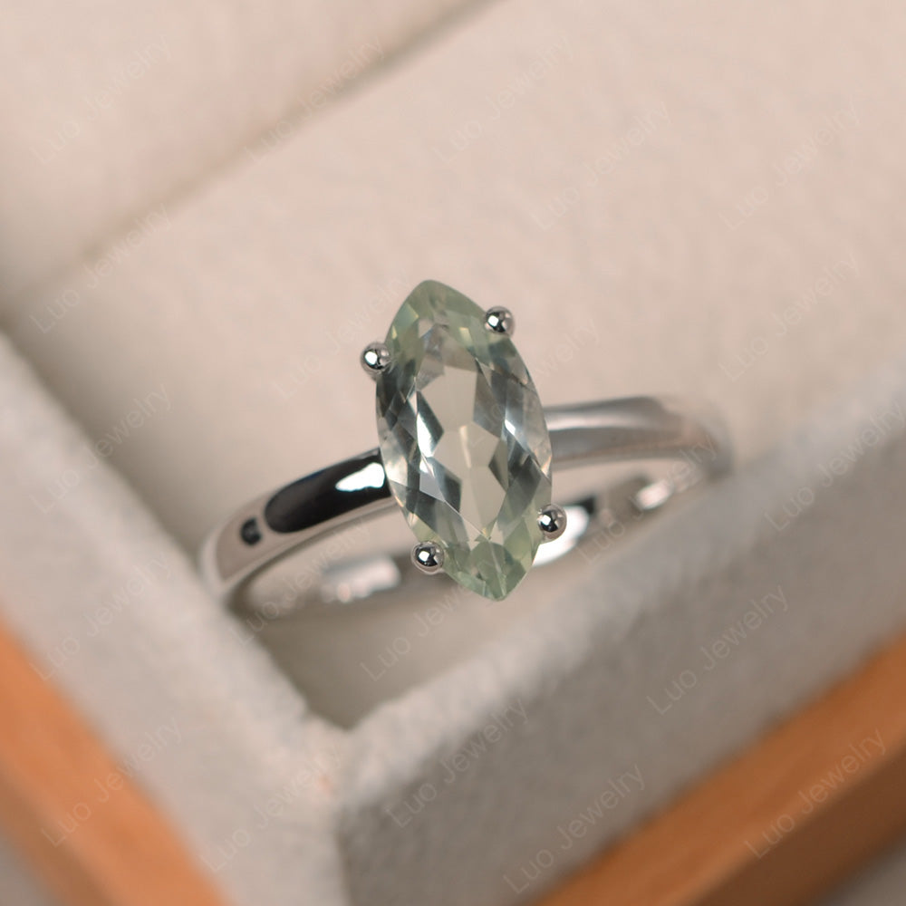 Marquise Cut Green Amethyst Solitaire Ring Rose Gold - LUO Jewelry