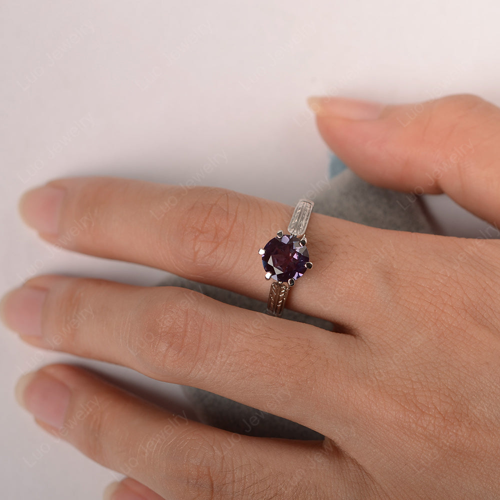Vintage Alexandrite Cathedral Engagement Ring - LUO Jewelry