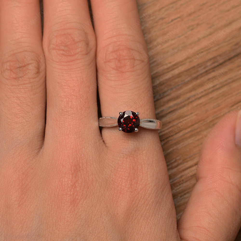 Garnet Ring Solitaire Engagement Ring - LUO Jewelry