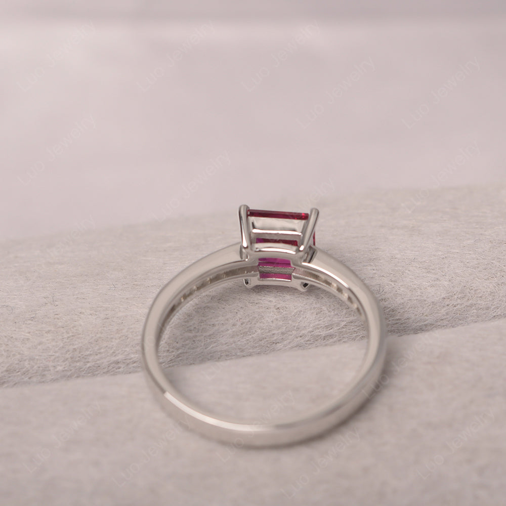 Ruby Wedding Rings Princess Cut Rose Gold - LUO Jewelry