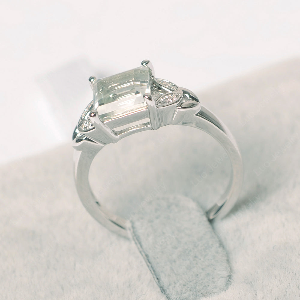 Square Cut Green Amethyst Wedding Ring - LUO Jewelry