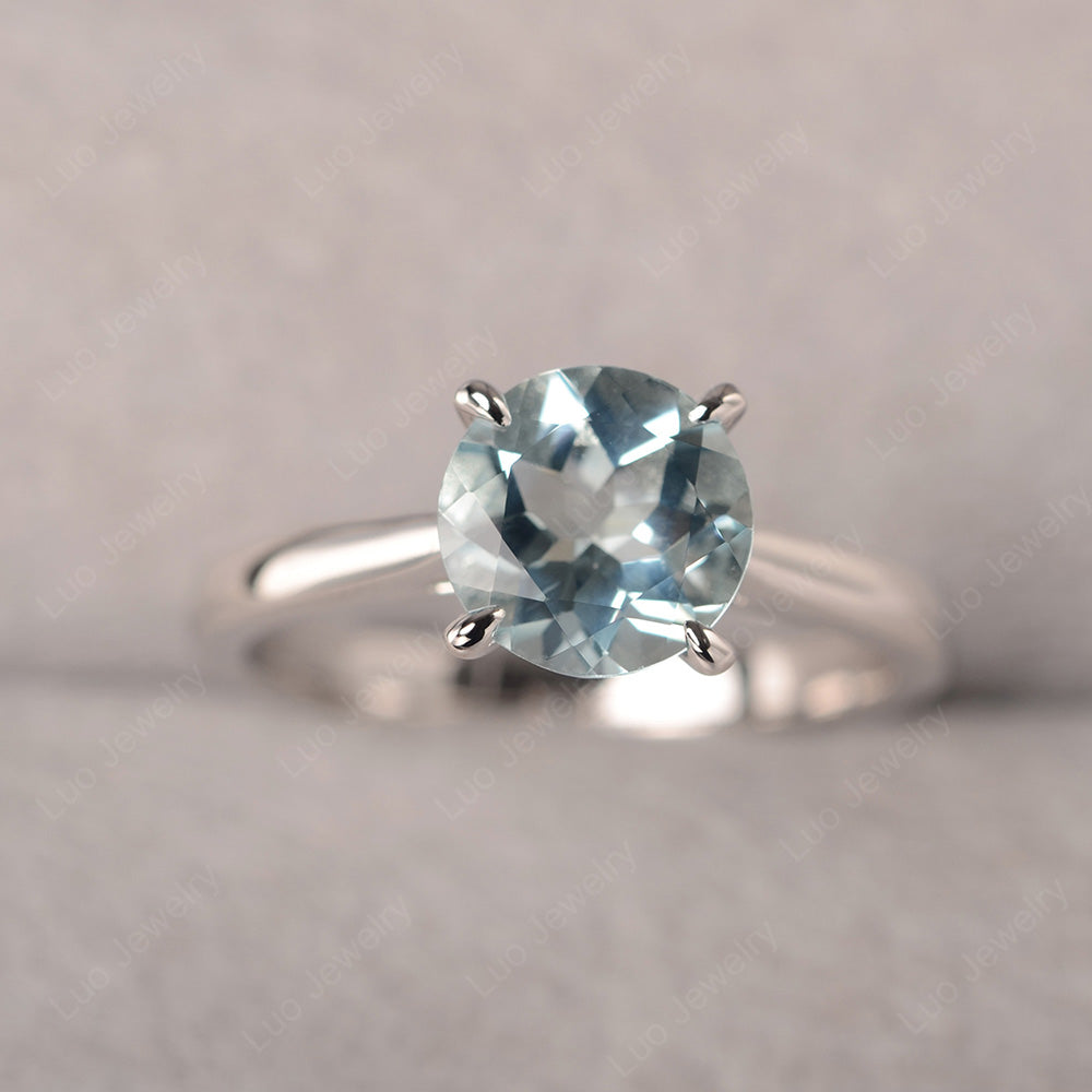 Aquamarine Cathedral Solitaire Engagement Ring - LUO Jewelry