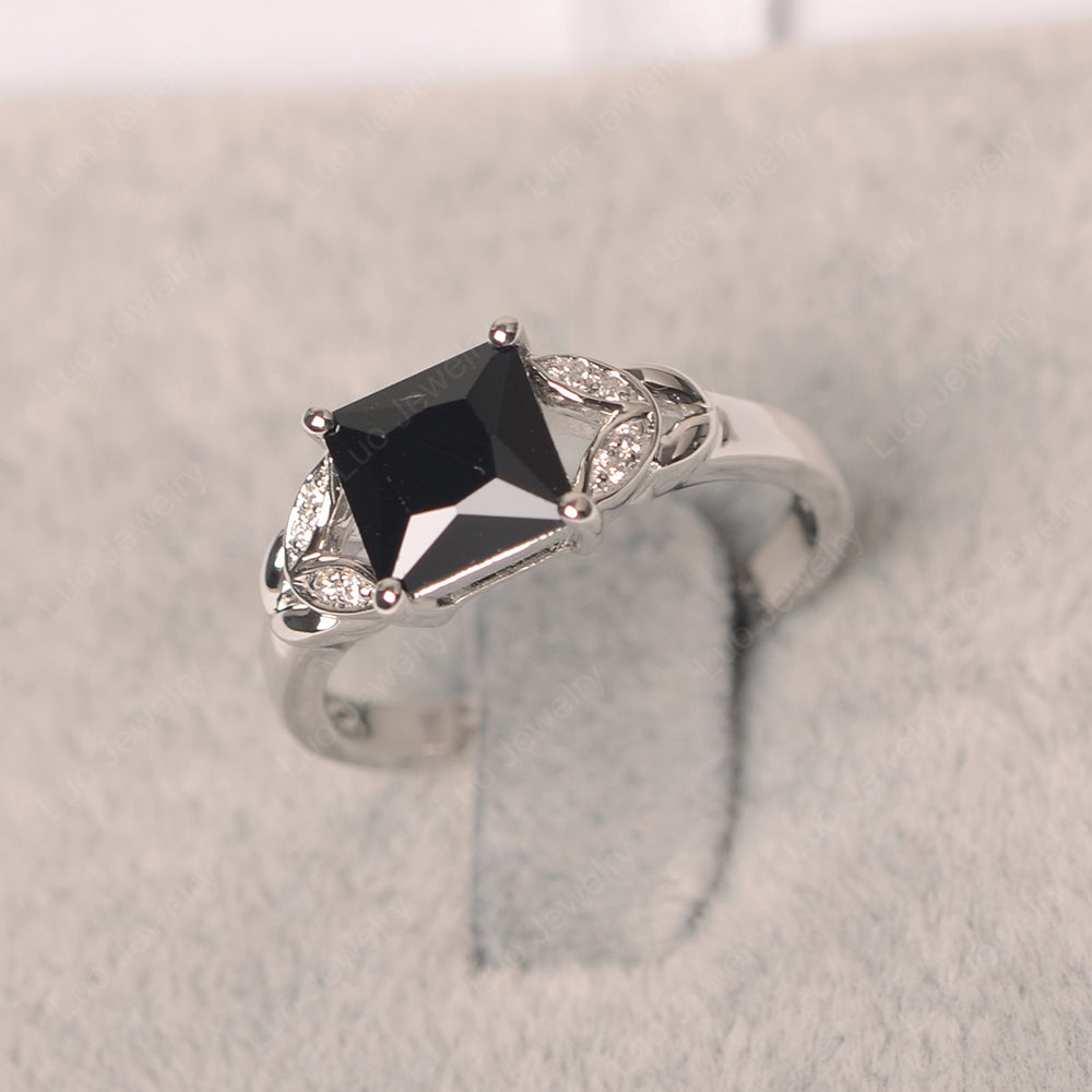 Princess Cut Black Stone Wedding Ring - LUO Jewelry