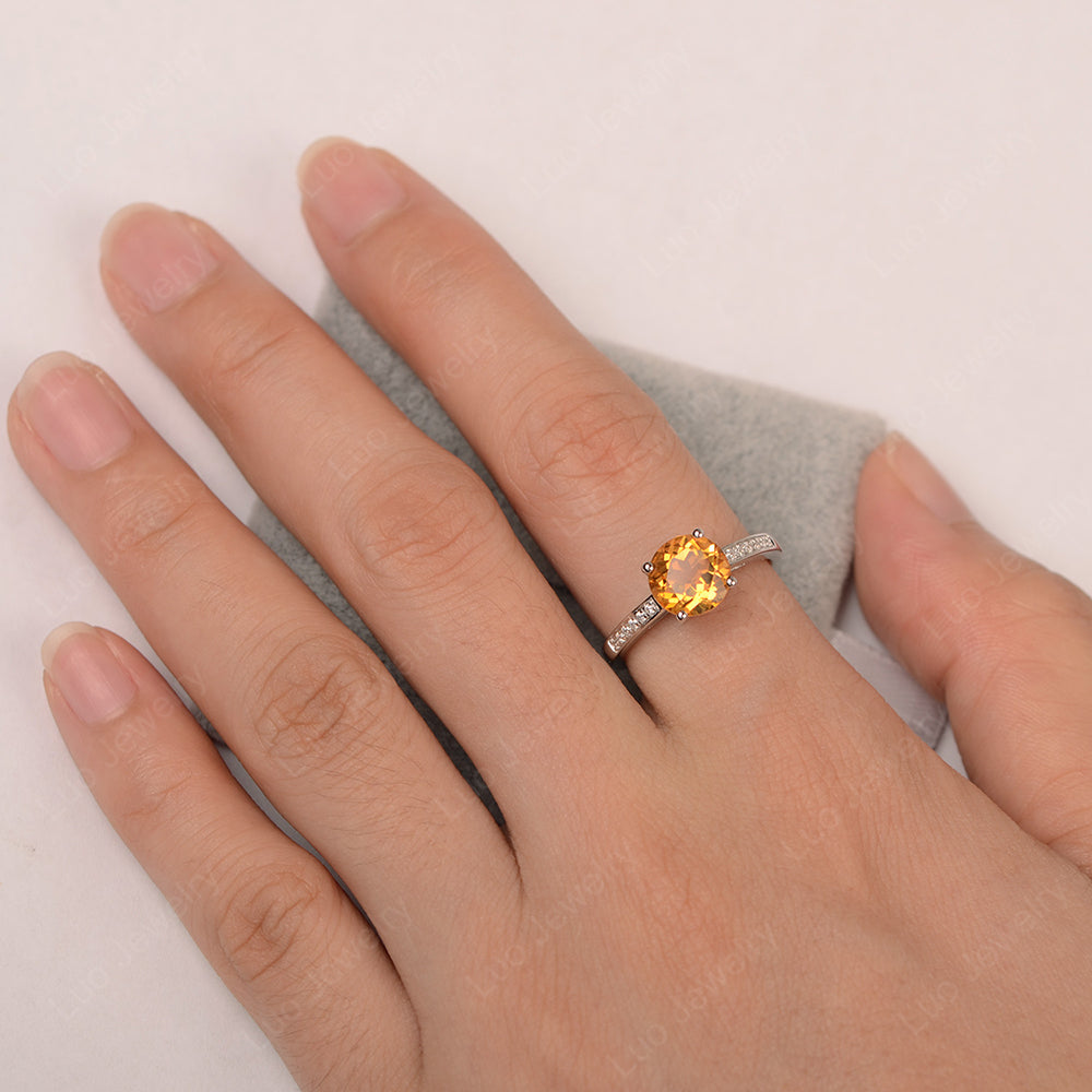 Round Cut Citrine Ring Yellow Gold - LUO Jewelry