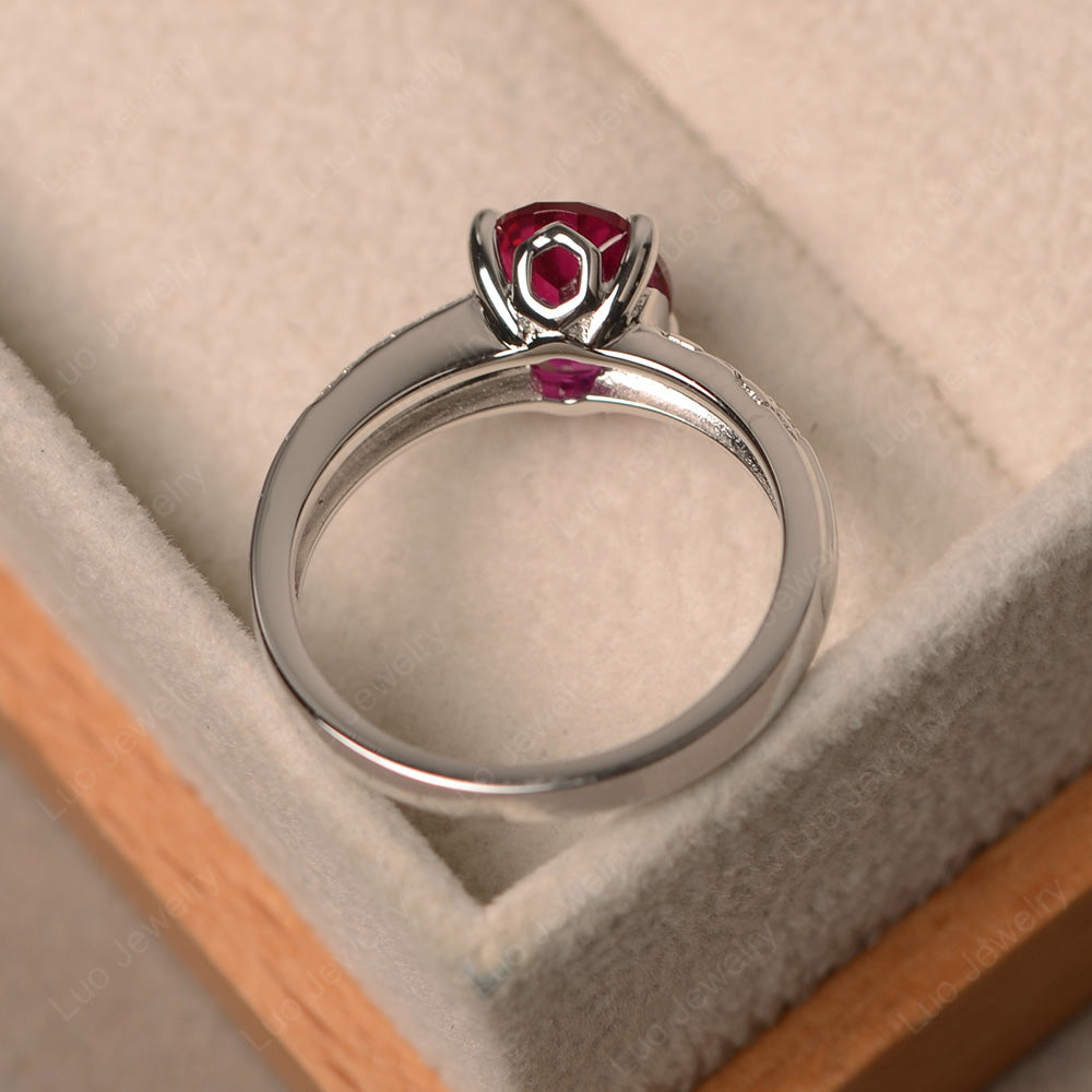 Oval Cut Vintage Ruby Ring White Gold - LUO Jewelry