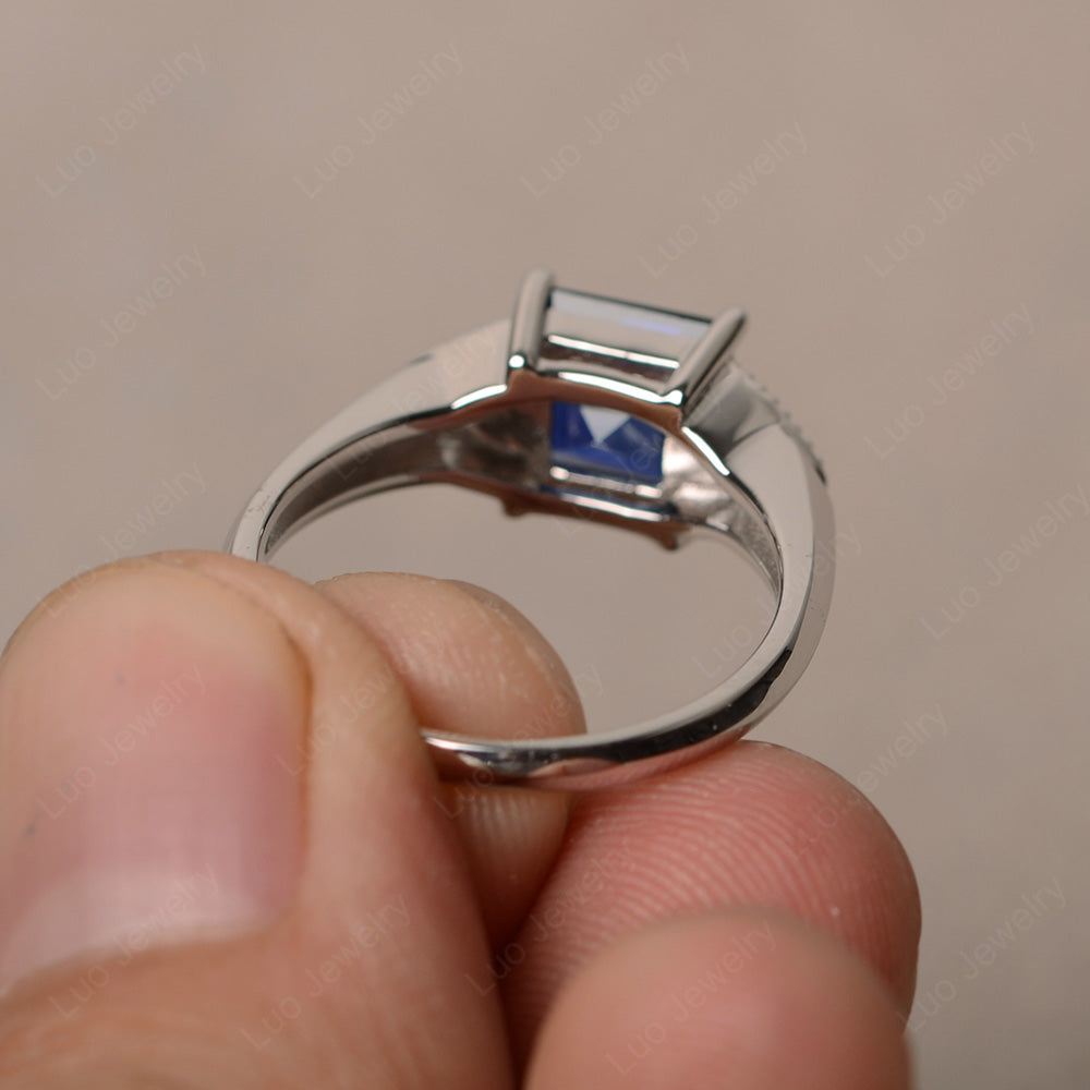 Lab Sapphire Engagement Ring Square Cut - LUO Jewelry