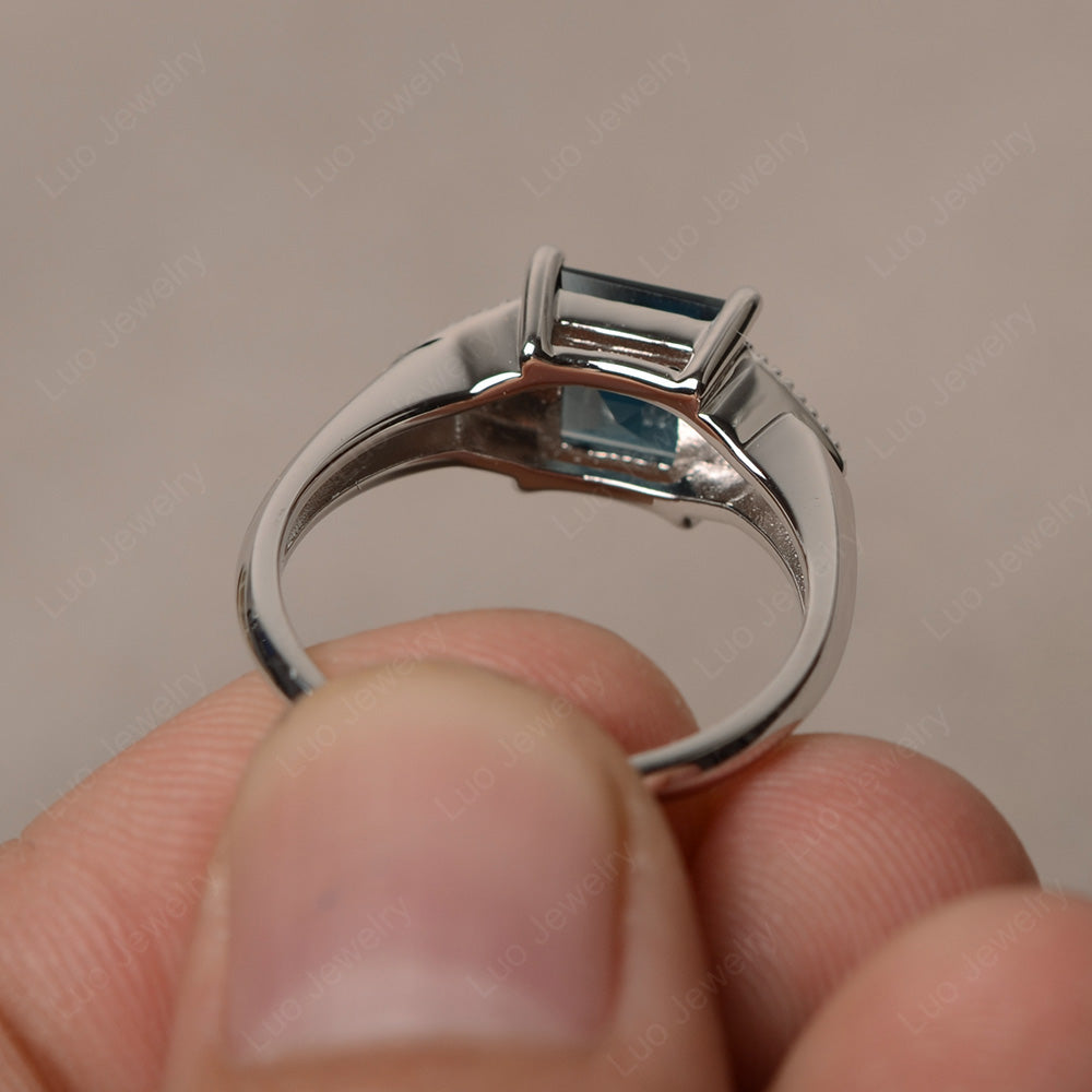 London Blue Topaz Engagement Ring Square Cut - LUO Jewelry