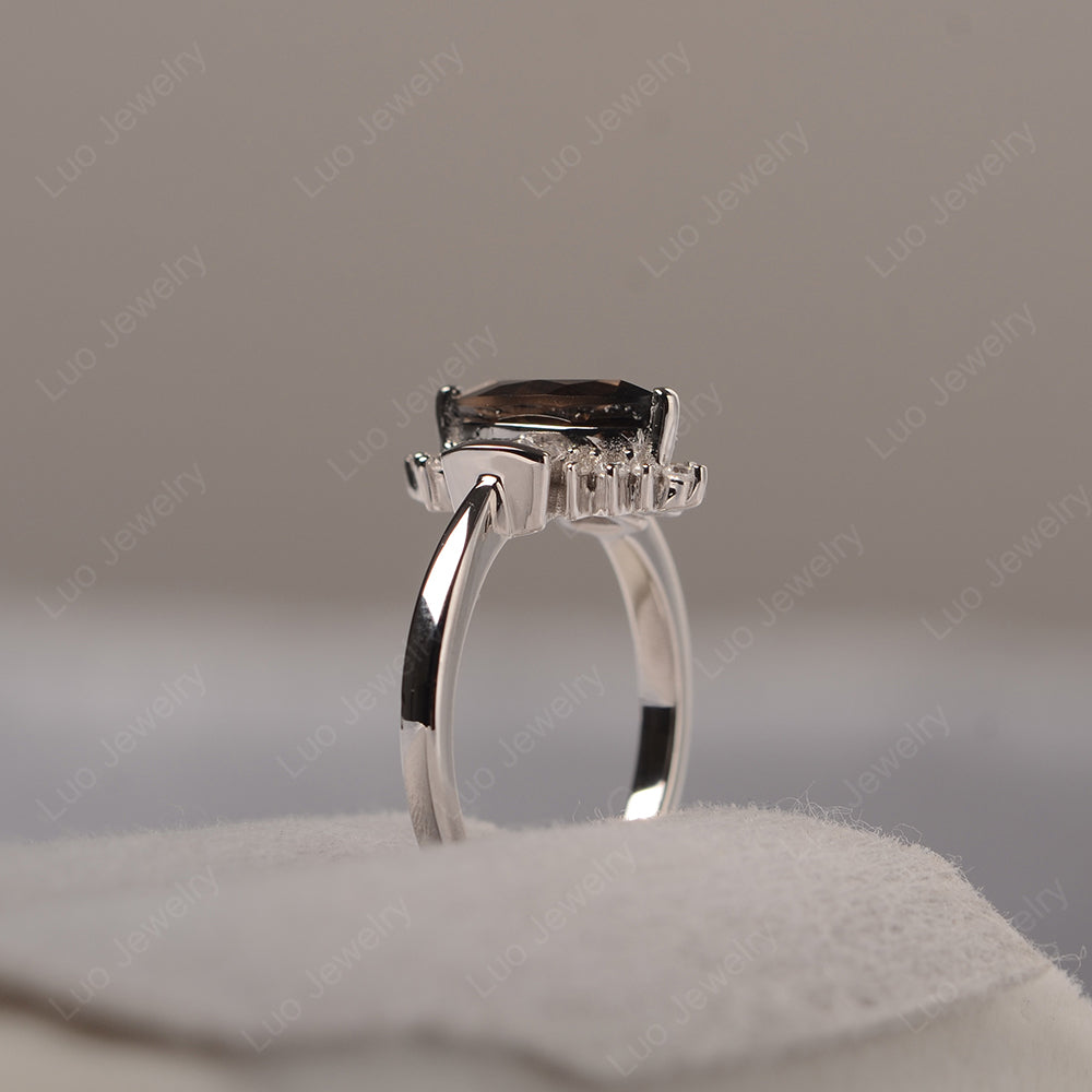 Marquise Smoky Quartz  Engagement Ring White Gold - LUO Jewelry