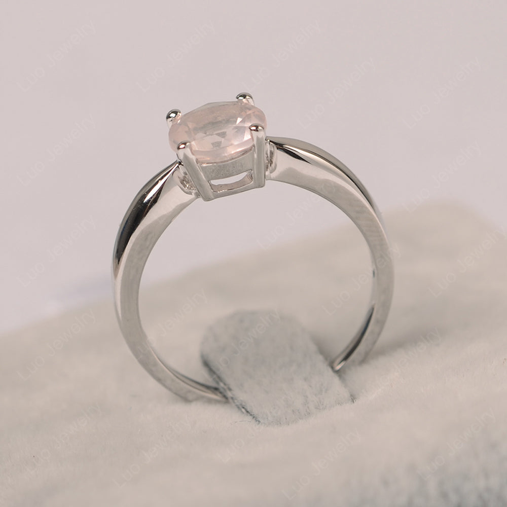 Rose Quartz Solitaire Wedding Ring Yellow Gold - LUO Jewelry