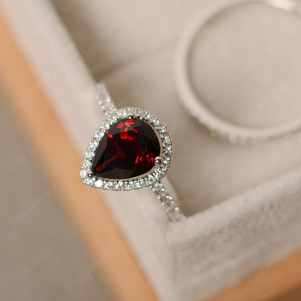 Pear Shaped Garnet Ring - LUO Jewelry