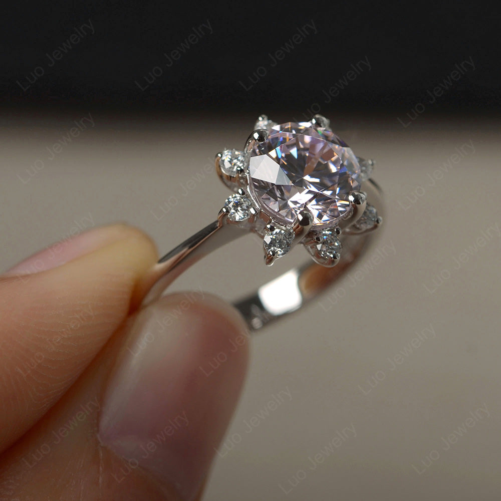 Brilliant Cut Cubic Zirconia Halo Engagement Ring - LUO Jewelry