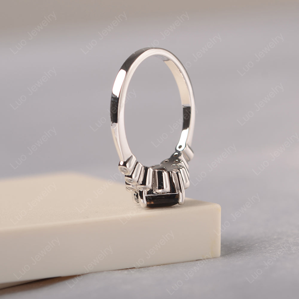 Square Cut Smoky Quartz  Engagement Ring Rose Gold - LUO Jewelry