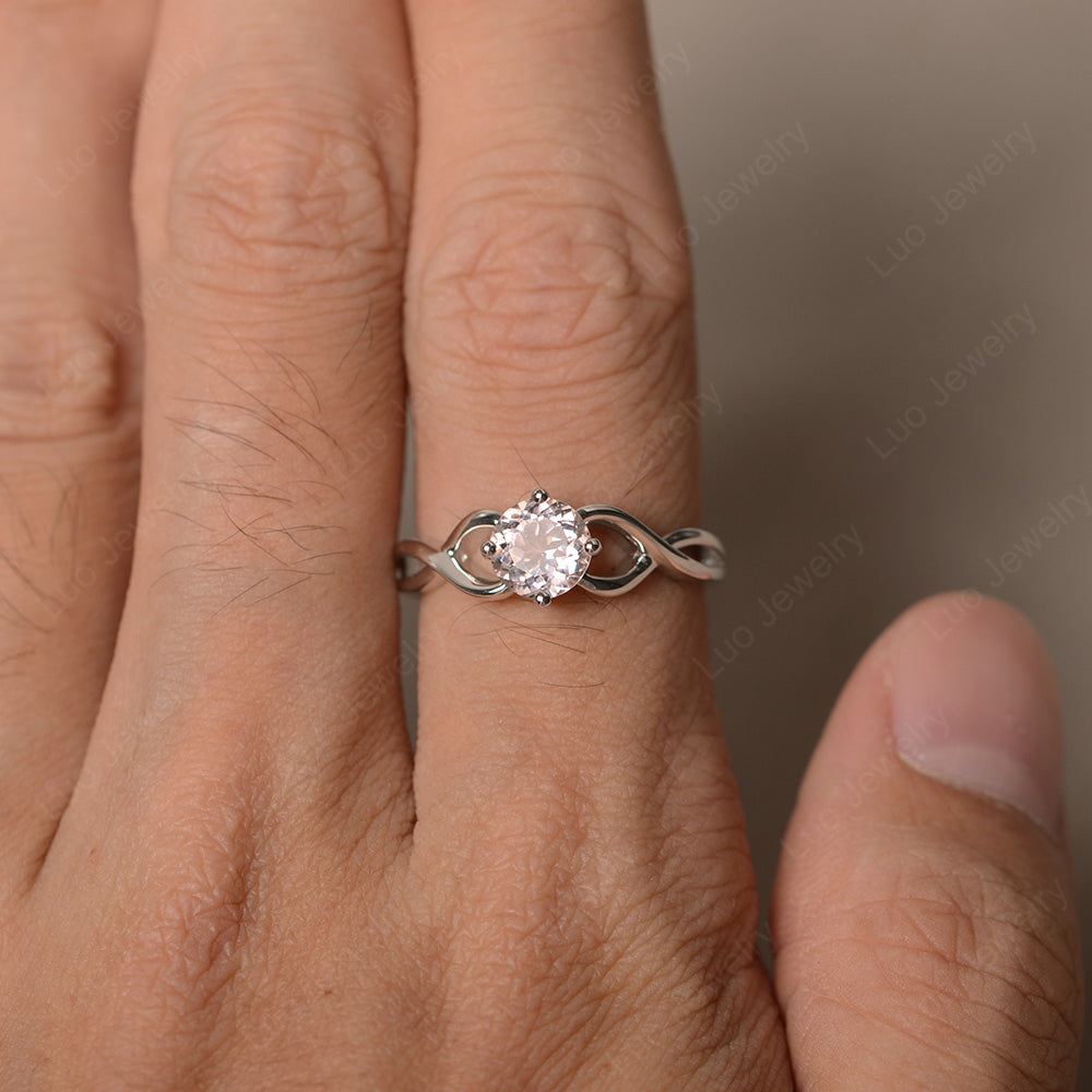 Kite Set Round Morganite Solitaire Ring Gold - LUO Jewelry