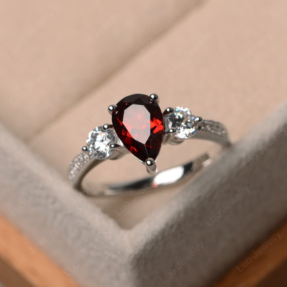 Pear Shaped Garnet Engagement Rings - LUO Jewelry