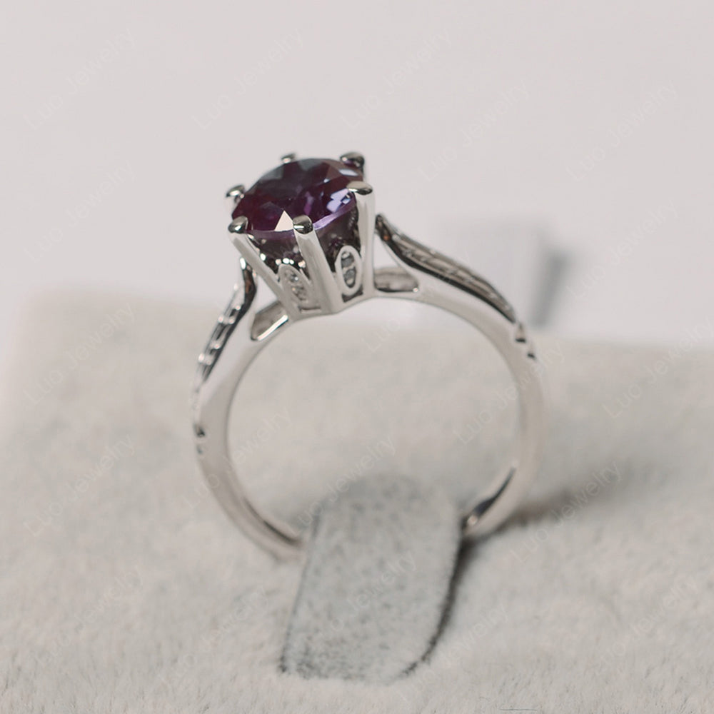 Vintage Alexandrite Cathedral Engagement Ring - LUO Jewelry