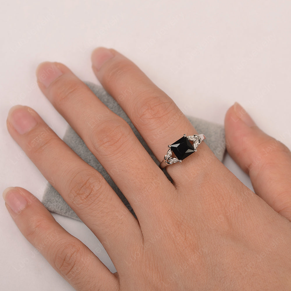 Princess Cut Black Stone Wedding Ring - LUO Jewelry