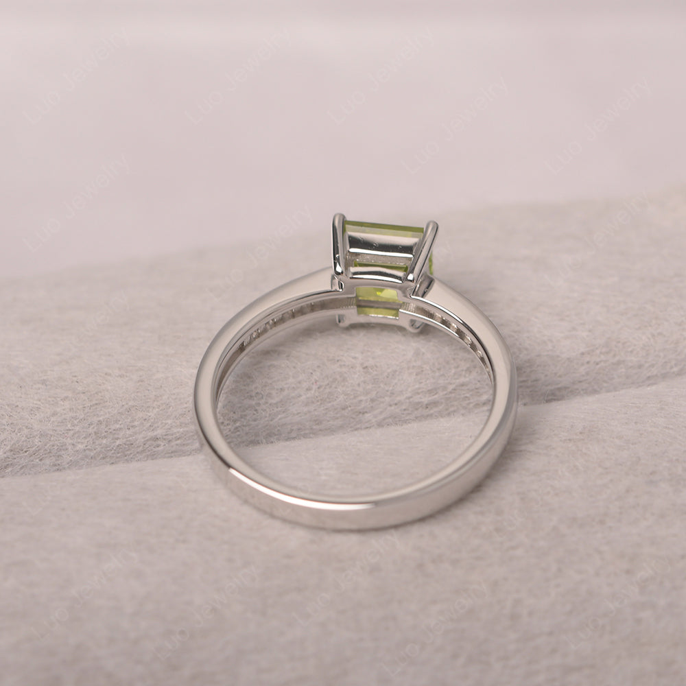 Peridot Wedding Rings Square Cut Rose Gold - LUO Jewelry