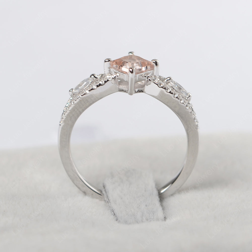 Vintage Princess Cut Morganite Ring Rose Gold - LUO Jewelry