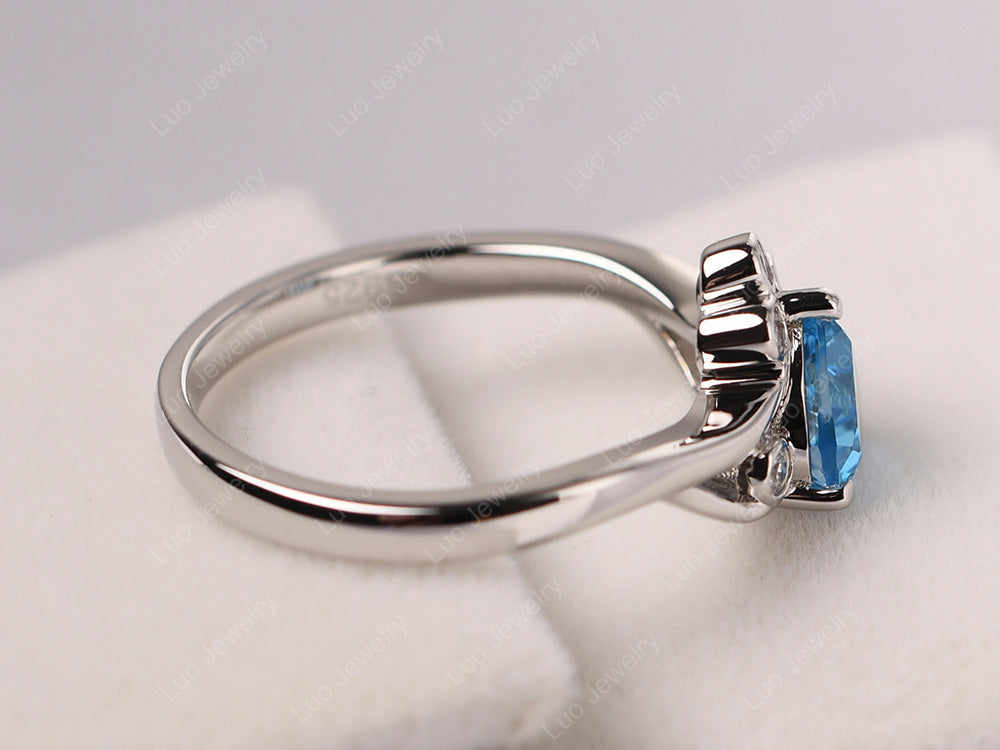 Vintage Heart Shaped Swiss Blue Topaz Engagement Ring - LUO Jewelry