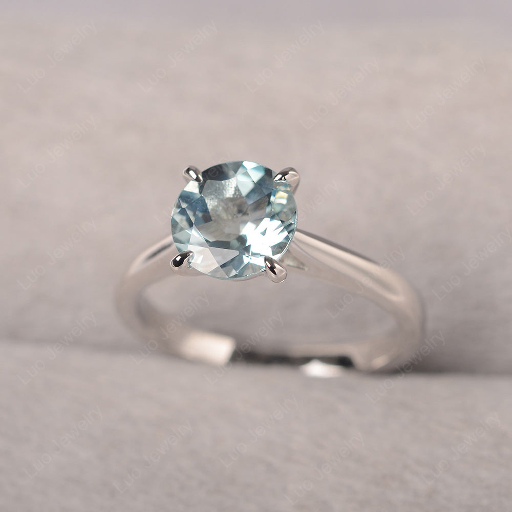 Aquamarine Cathedral Solitaire Engagement Ring - LUO Jewelry