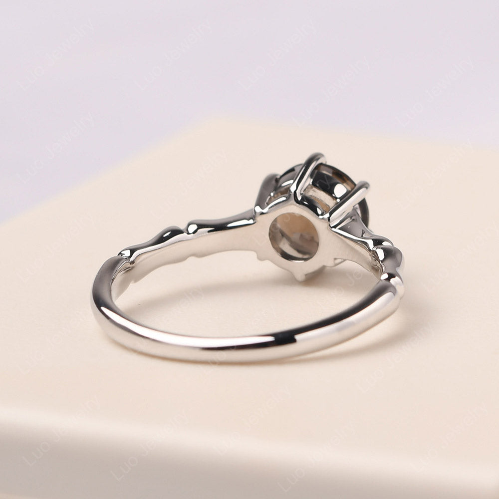 Bamboo 6 Prong Smoky Quartz  Solitaire Ring - LUO Jewelry