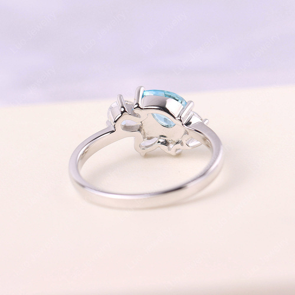 Pear Shaped Cluster Swiss Blue Topaz Mothers Ring