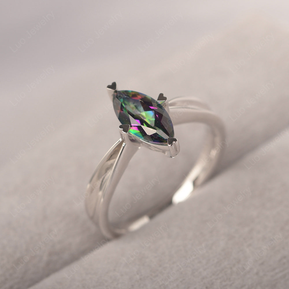 Mystic Topaz Wedding Ring Marquise Solitaire Ring - LUO Jewelry