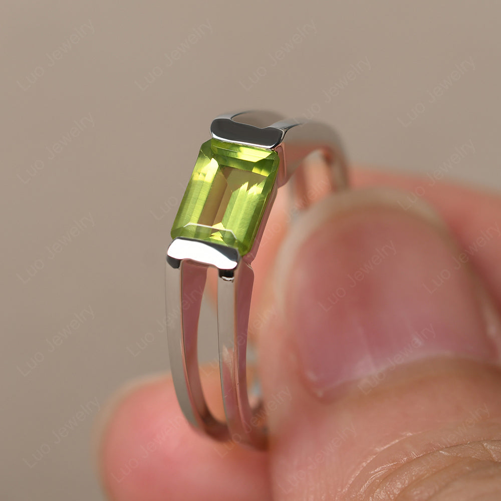 East West Peridot Solitaire Ring - LUO Jewelry