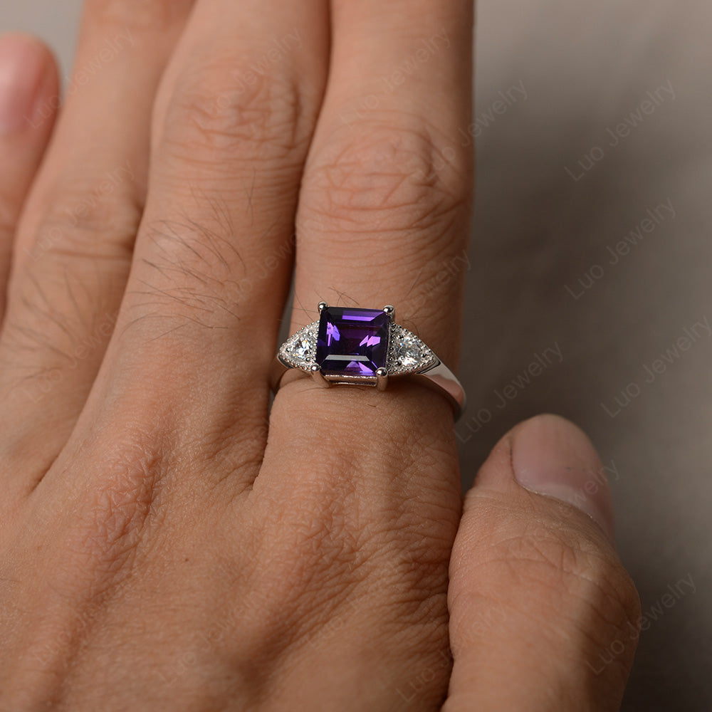 Amethyst Engagement Ring Square Cut - LUO Jewelry