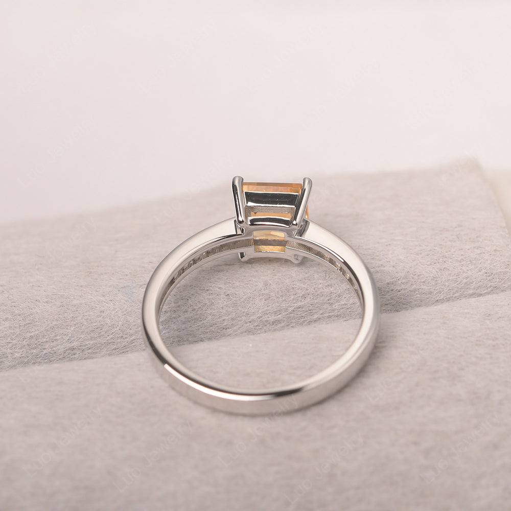 Citrine Wedding Rings Square Cut Rose Gold - LUO Jewelry