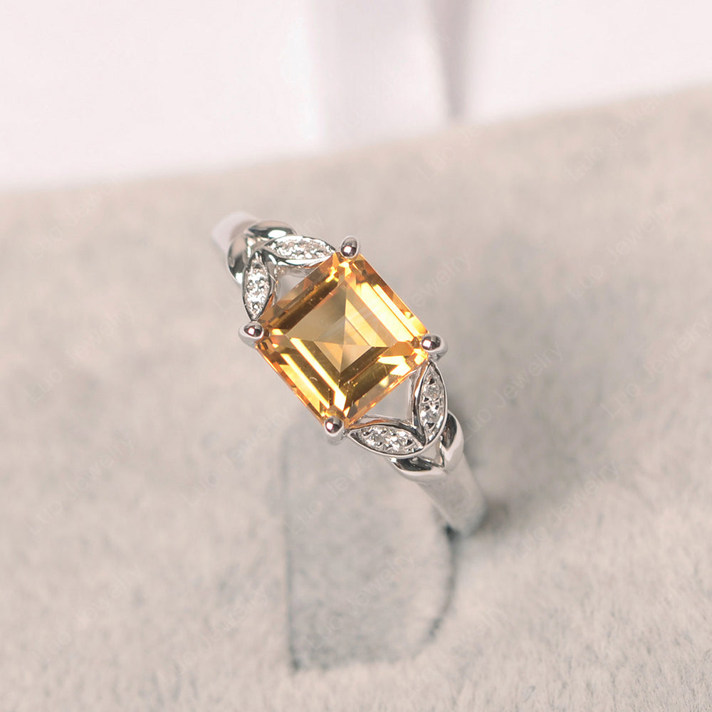Square Cut Citrine Wedding Ring - LUO Jewelry