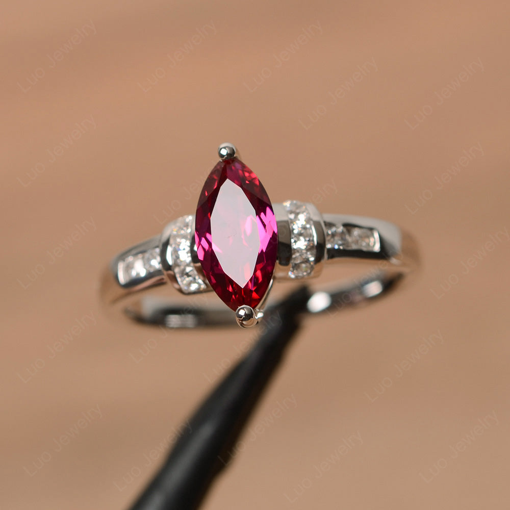 Marquise Cut Ruby Engagement Ring Gold - LUO Jewelry