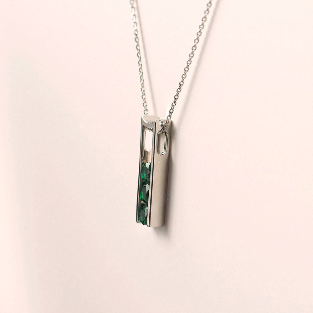 Lab Emerald 3 Stones Mothers Necklace