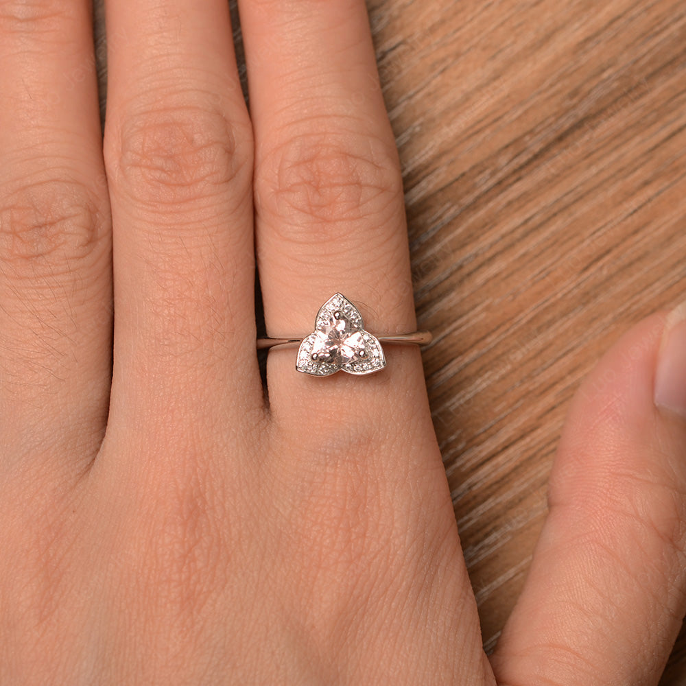 Trillion Cut Morganite Flower Wedding Ring - LUO Jewelry