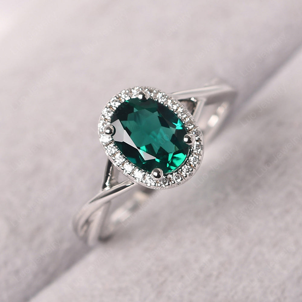 Oval Emerald Halo Engagement Ring - LUO Jewelry