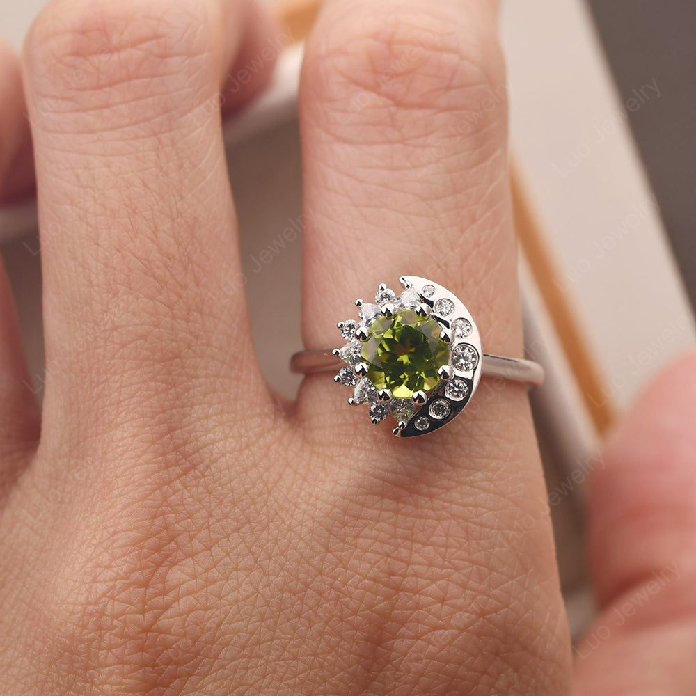 Unique Peridot Engagement Ring Yellow Gold - LUO Jewelry