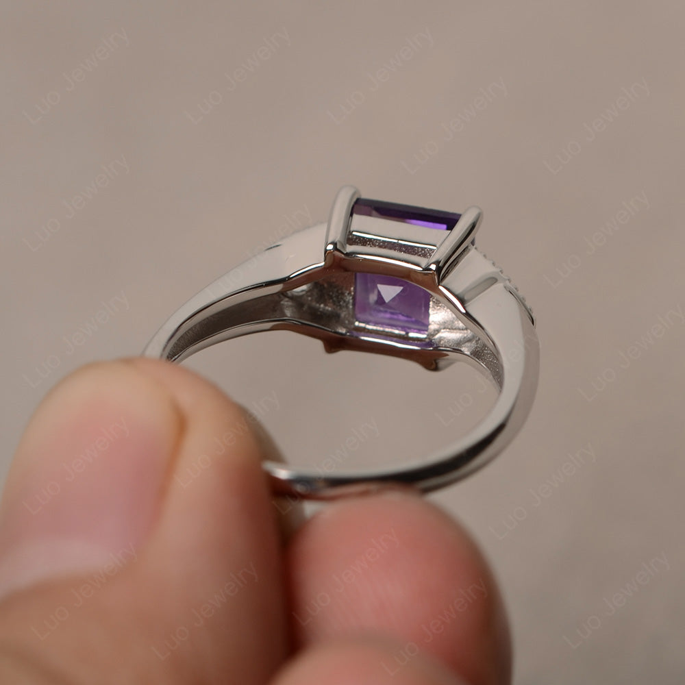 Amethyst Engagement Ring Square Cut - LUO Jewelry