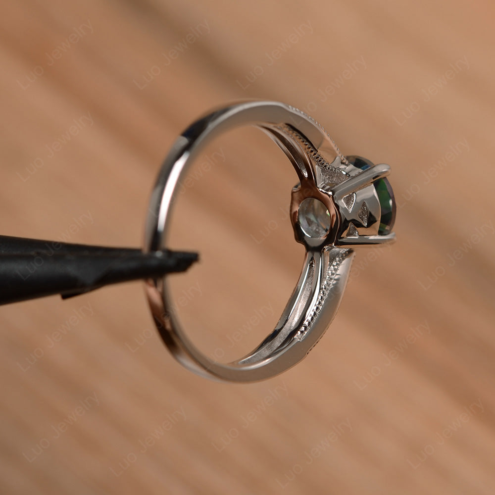 Mystic Topaz Ring Solitaire Engagement Ring - LUO Jewelry